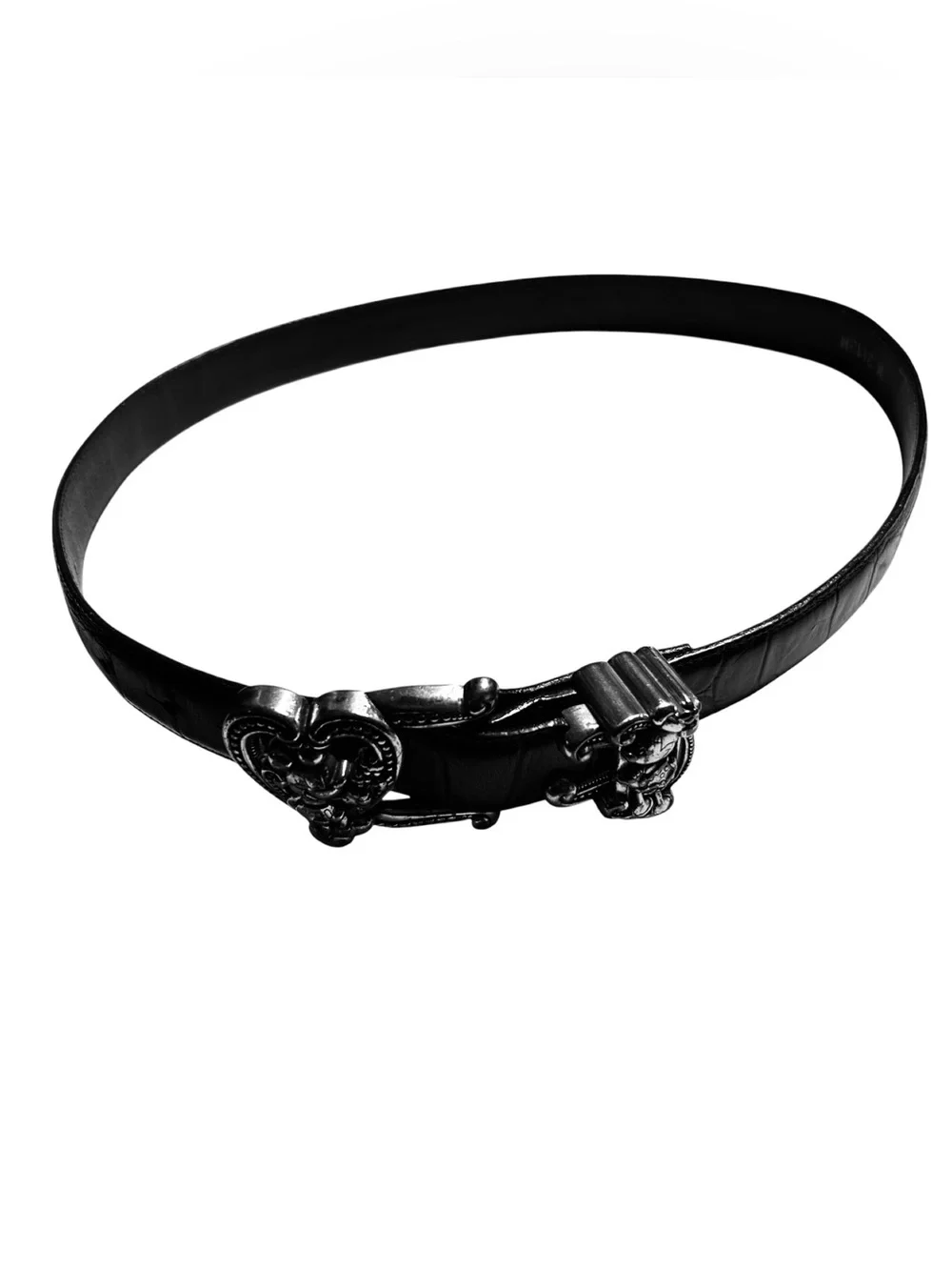 Vintage Brighton/Disney Mickey Mouse Black Croc Heart Buckle Belt M3113M Sz M